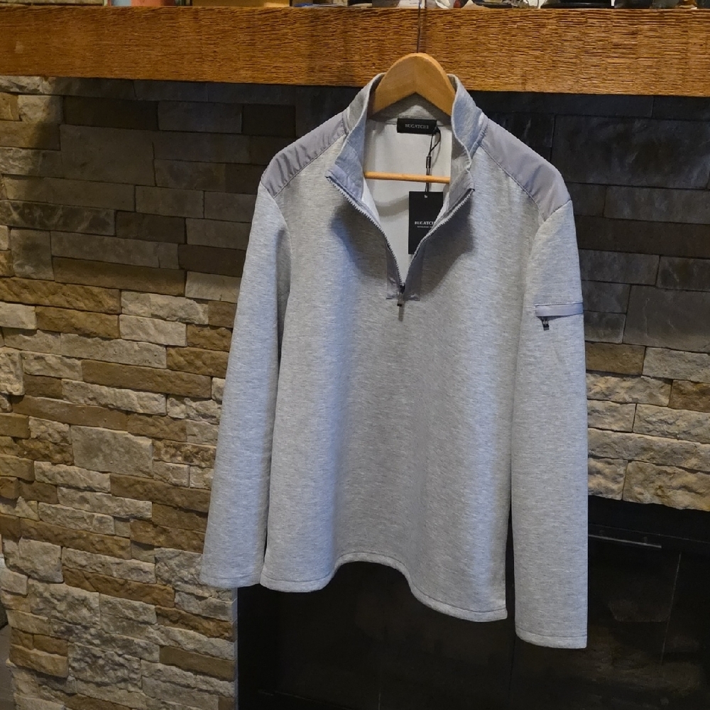 Bugatchi Light Gray Zip-Up Men's Sweater